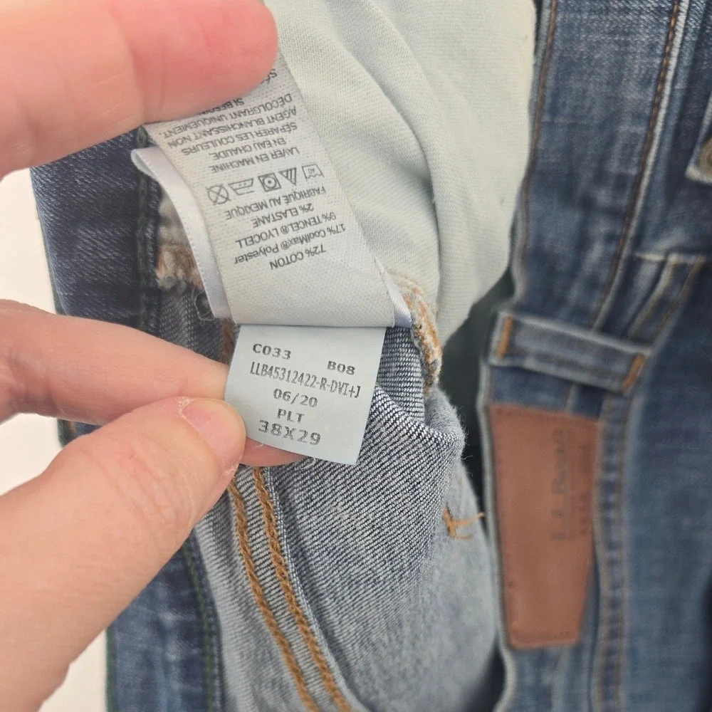 L.L. Bean Jeans Mens 38x29 1912 Classic Fit BanFlex Blue Stretch Denim EUC